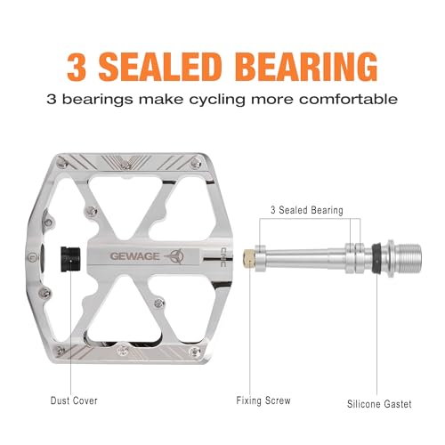 S-Silver Bicycle Pedals 9/16 Inch MTB Road Bike with Reflectors & 3 Bearings