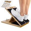 Portable Wooden Calf Stretch Board with Resistance Bands - Adjustable Incline