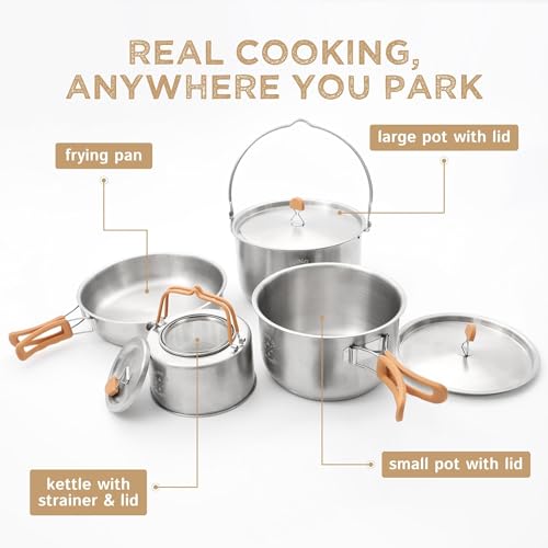 Living in a Bubble 7-Piece Stainless Steel Cooking Set - Compact & Stackable