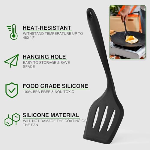 Camping Utensils Set - 30-Piece Silicone & Stainless Steel Kitchen Tools, Brown Pro Variation