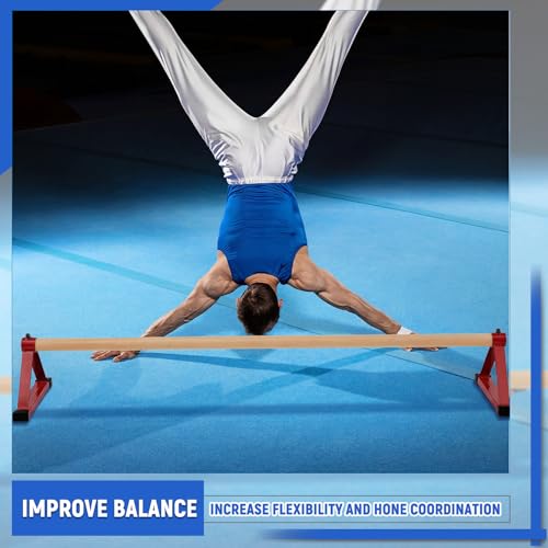 Red 54-Inch Gymnastics Floor Bar with Handstand Trainer for Home & Training