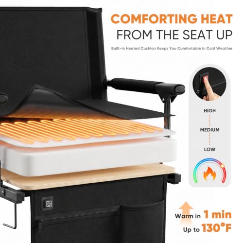 Sekey Heated Stadium Seat Cushion with Back Support & Armrests - Carbon Black Variation 1