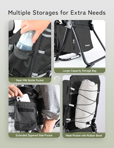 Besrey Toddler Hiking Backpack Carrier with Sunshade - Black Adjustable Padded Straps