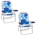 Rio Brands 4-Position Extended-Height Beach Chair Tropical Blue 2-Pack