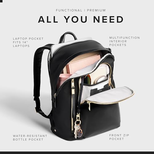 TUMI Voyageur Halsey Backpack Black & Gold, 14-Inch Laptop, One Size