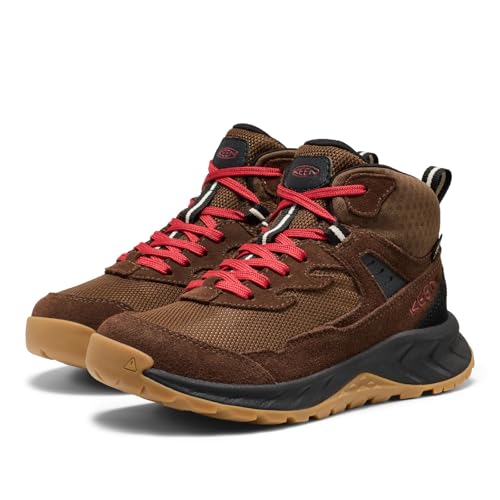 KEEN Unisex-Child Hightrail Mid Waterproof Hiking Boots - Dark Earth/Garnet, Size 13