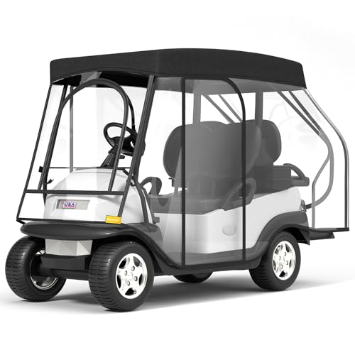 Black 58-Inch Short Roof Golf Cart Enclosure Rain Cover for EZGO & Club Car