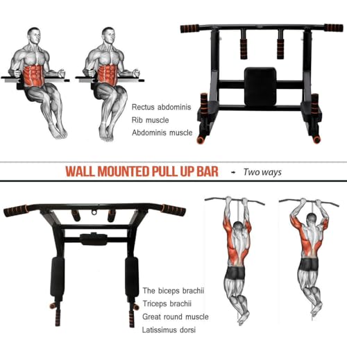 BDL Wall Mounted Pull Up Bar - Multifunctional Chin Up Station for Home Gym