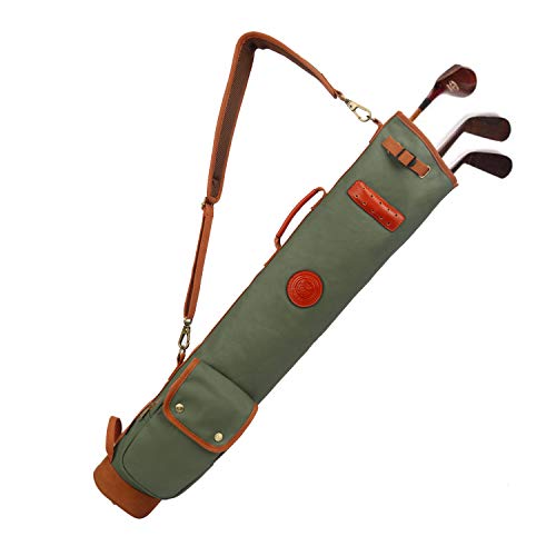 TOURBON Lightweight Canvas Golf Club Carry Bag - Green, Compact & Easy to Carry