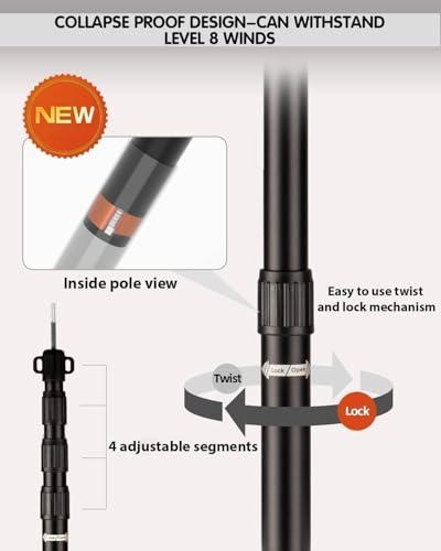 AVOFORST 8.7FT Heavy Duty Adjustable Tent Poles Set of 4 - Telescoping Aluminum Wind-Resistant Canopy & Tarp Poles