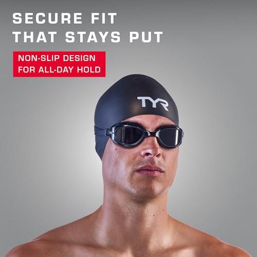 Silicone Swim Cap for Men and Women - Wrinkle-Free, Durable, Silver - TYR