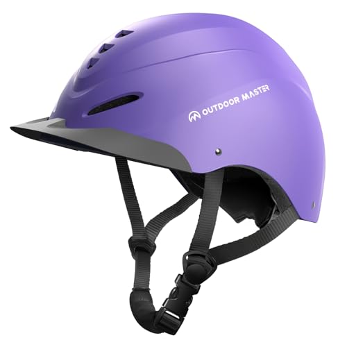 OutdoorMaster Equestrian Helmet Small Matte Purple Breathable Horse Riding Helmet with Visor