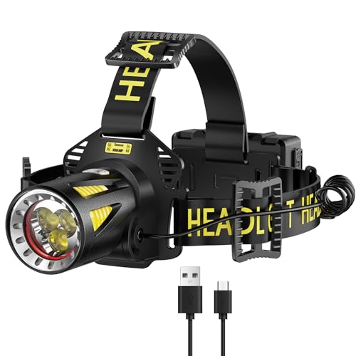 Rechargeable LED Headlamp with 6500K Brightness, Waterproof & Multi-Mode
