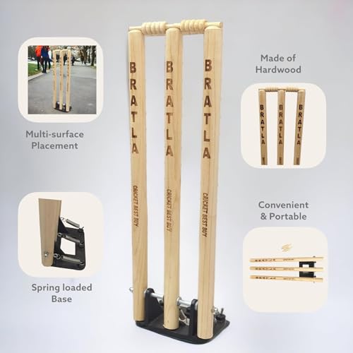 Cricket Spring Return Stumps with Metal Base for Multi-Surface Play