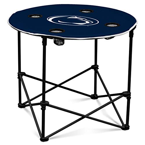 Penn State Nittany Lions Tailgating Round Table with 4 Cup Holders - Portable Steel, 27.6"