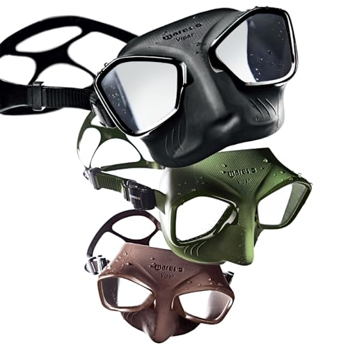 Low Volume Wide-Field Diving Mask for Freediving & Spearfishing - Fog-Resistant Silicone Skirt, Ergonomic Strap, Green/Black