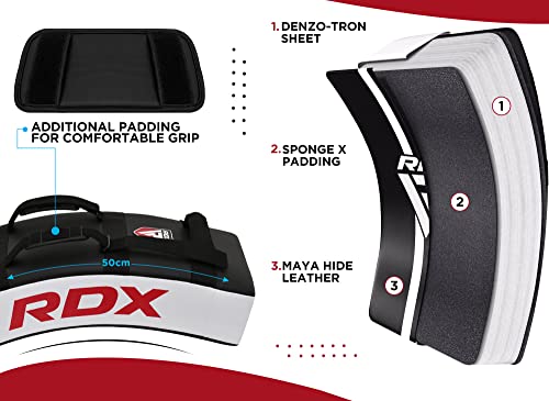 RDX White Muay Thai Kick Shield - Curved Heavy Striking Body Pad for MMA Boxing Training