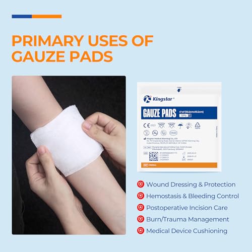 4x4 Inch Sterile Cotton Gauze Pads - 12-Ply Highly Absorbent Wound Dressings (50 Pack)