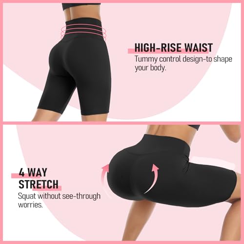 High Waisted Biker Shorts for Women 8 Inch - 7 Pack Soft & Comfortable