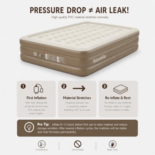 17.7in Queen Inflatable Air Mattress with Rechargeable Pump, Portable Blow-up Bed