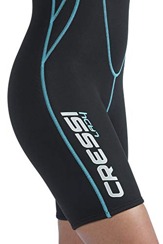Ladies' Shorty Wetsuit 2.5mm Neoprene for Water Activities - Black/Aquamarine M