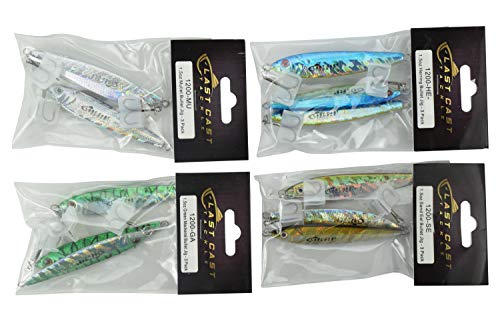 Bullet Jig 1oz Mullet - 3 Pack Fishing Tackle with 4 Colors & 3 Weights