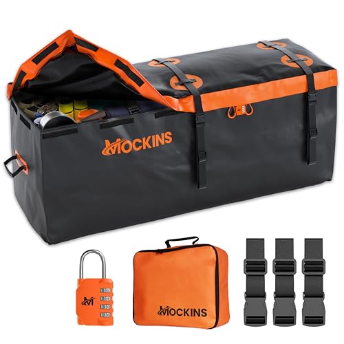 Mockins 16 Cu Ft All-Weather Vinyl Hitch Cargo Carrier Bag - Black/Orange