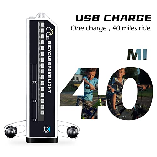 PRUNUS Rechargeable Long LED Bike Wheel Lights. Waterproof Bicycle Spoke Lights with Rechargeable Batteries.for Safe Cycling,for Kids Girls Boys Adults Mountain Bike BMX Bike Folding Bike