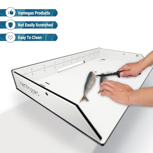 Boat Cutting Board with Fish Ruler and Rod Holder - White-Black-White Variation
