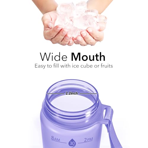 Hydration Bottle 32oz with Straw, Time Marker, Leakproof Lid – Matte Lilac (Variation of THIS listing)