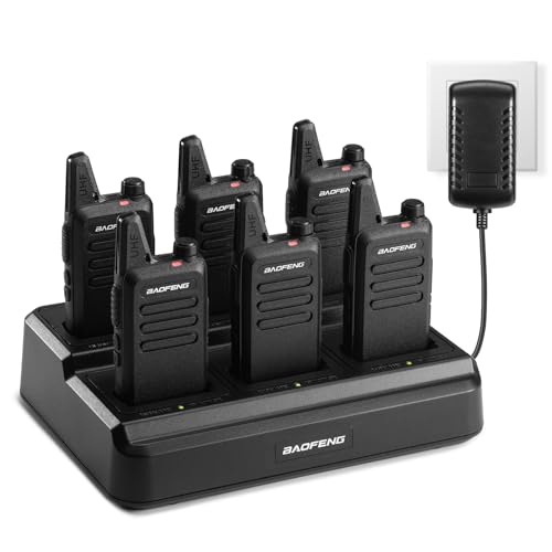 BAOFENG T22 Walkie Talkies 22 Channels 6-Pack + 6-Way USB-C Charger for Adults