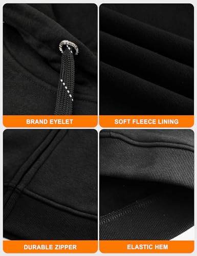 Large Black Heated Hoodie with 12V 16000mAh Power Bank - Men & Women