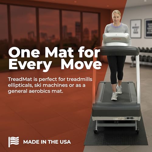 SuperMats 36x102 Inch High Density Commercial Equipment Mat for Treadmills & Exercise Machines - Black / 29 GS