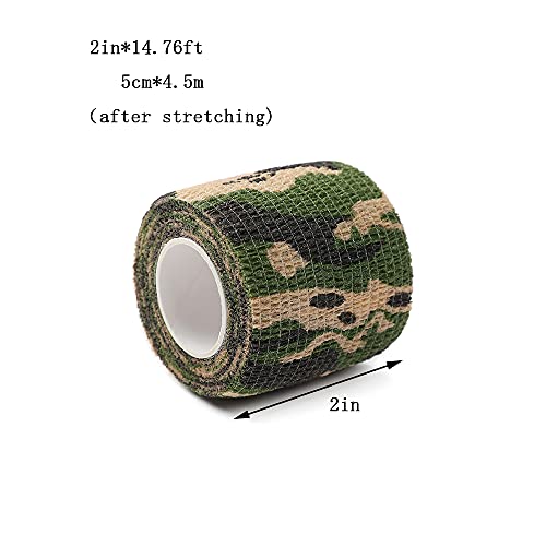 Dark Green Camouflage Self-Adherent Bandage Wrap 12 Rolls for Hunting & Shooting