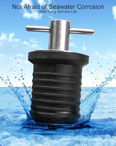 T-Handle Marine Boat Drain Plug Set - 4 Pack for 1 Inch Drains