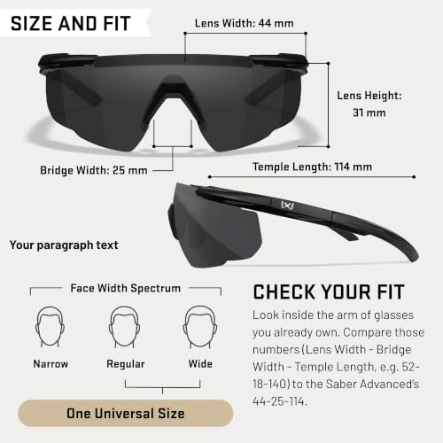 Wiley X Men's Saber Matte Black Sunglasses One Size - UV Protection & Durable Frame