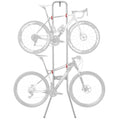 Vertical Bike Rack for 2 Bicycles - Slim Wall Leaning Storage with Adjustable Arms - Silver