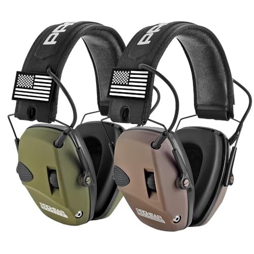 Electronic Ear Protection for Shooting & Hunting 2 Pack – Green & Brown