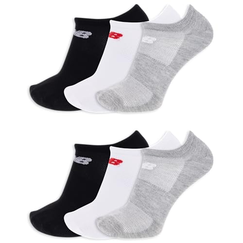 Unisex Performance Flat Knit No Show Socks - Medium Gray Assorted 6 Pairs