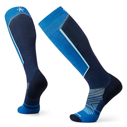Men's Ski Targeted Cushion Over Calf Socks - Large / Laguna Blue