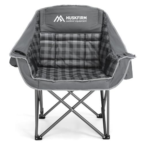 Huskfirm Oversized Grey Camping Chair - Padded Support 450LBS, Single Pack