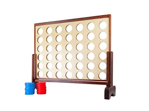 Giant Four-in-a-Row Lawn Game - Outdoor Wooden Family Game for Camping & Tailgating