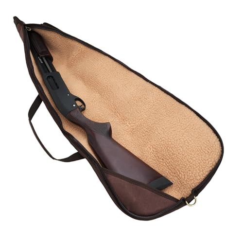 WAYNE'S DOG 42" Small Size Canvas Leather Gun Case for Rifle & Shotgun, Protective Lamb Wool Pouch, Coffee Variant
