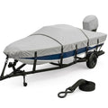 Fapaulen Waterproof 1200D Marine-Grade Boat Cover for 16-18.5 ft Bass Boats, Oyster Gray with Adjustable Straps & Metal Hooks