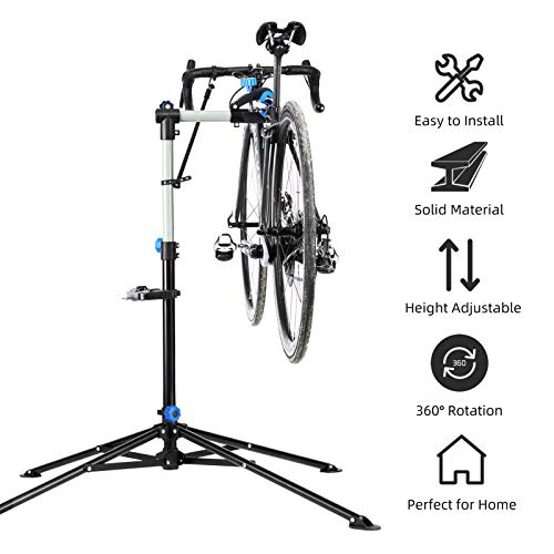 Adjustable Bicycle Repair Stand with Tool Tray for Home & Bike Maintenance