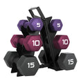 60 lb Neoprene Dumbbell Set with Rack - Non-Slip Grip Hex Design, Color Series