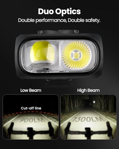 Black Magicshine Hori 1300S Bike Light with Garmin/Wahoo Mount, 1300LM, Waterproof