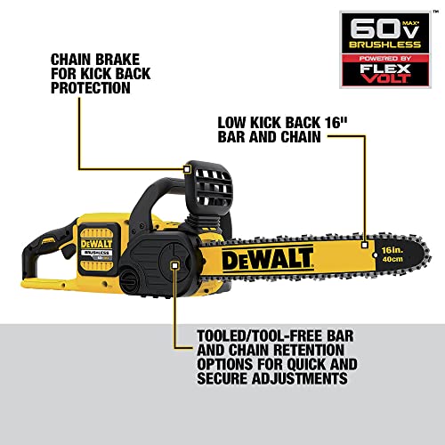 DeWalt FLEXVOLT 60V 16-Inch Cordless Chainsaw with 2Ah Battery