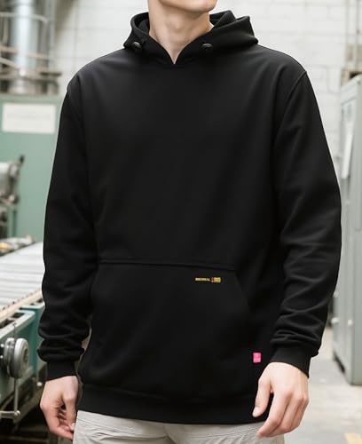 X-Large Black Flame Resistant Heavyweight Hoodie - 14oz Fleece Pullover