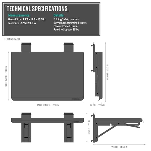 Obsidian Black 17" Heavy-Duty Wall Rack System for Workbenches & Storage